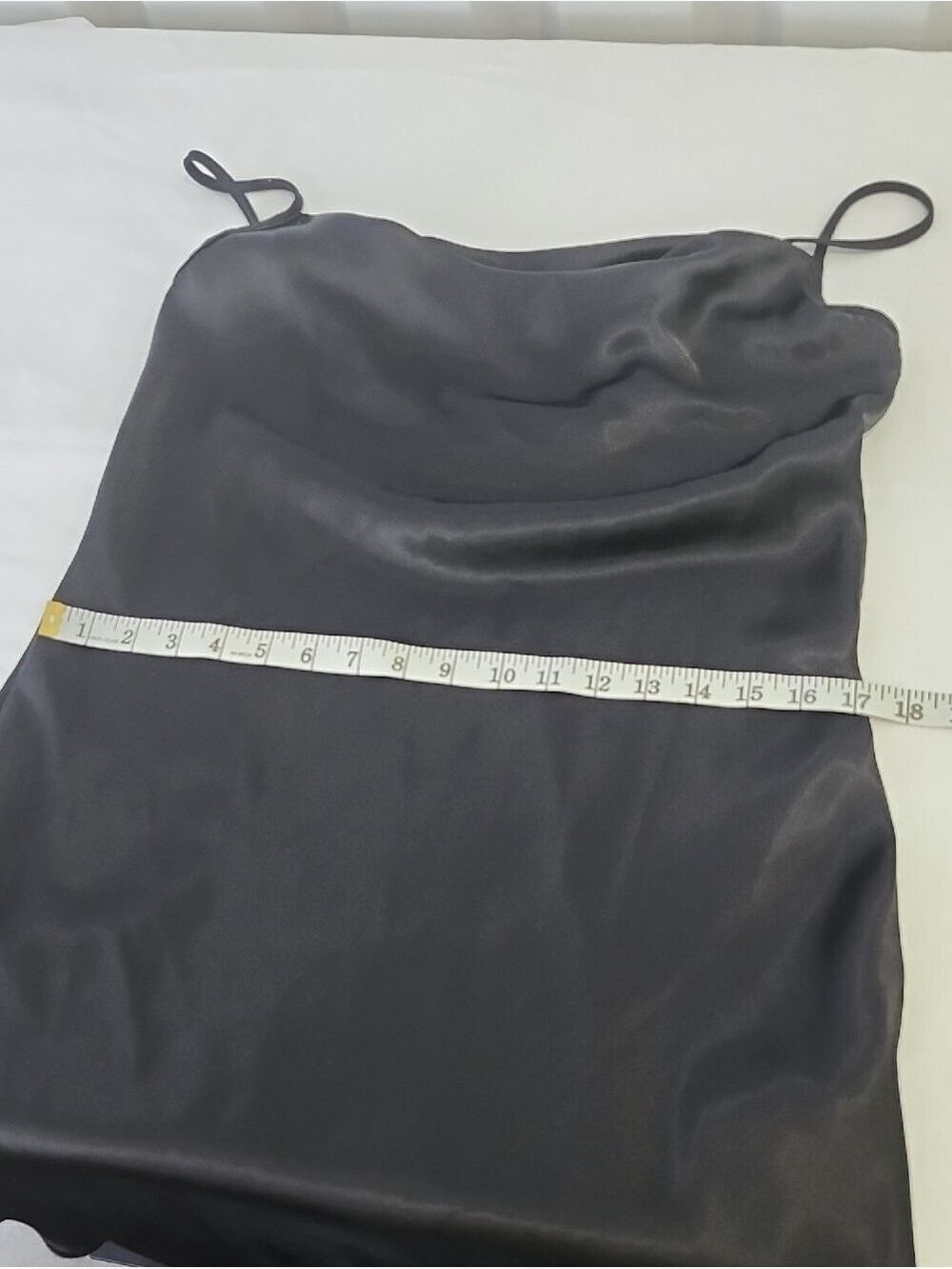 bebe Women's Y2K Vintage Black Satin Mini Slip Dress with Cowl Neck Size Large - Picture 7 of 9